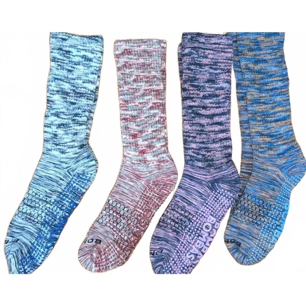 NWOT 4 Pairs BOMBAS Performance Gripper Honeycomb Crew Socks L 8-12 - Picture 2 of 8
